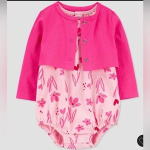 *NWT* Carter’s Hearts and Bubble Romper with Cardigan Sweater Size 6 Months